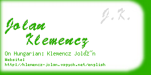 jolan klemencz business card